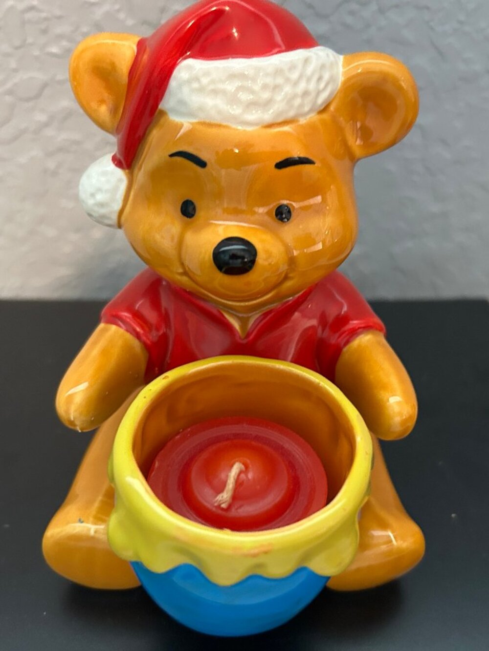 Vintage Santa Pooh Candle Holder